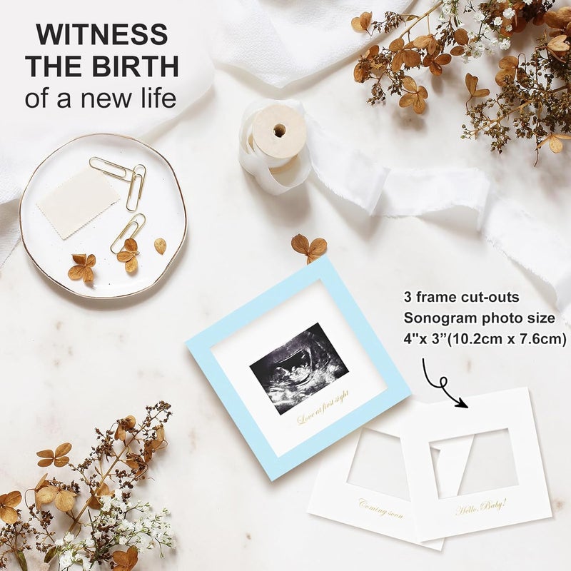 KINLINK Baby Sonogram Picture Frame, Love at First Sight Ultrasound Picture Frame, Pregnancy Gifts for Expecting Mom&Dad, Gender Reveal Party, Baby Keepsake Announcement Light Blue - Image 3